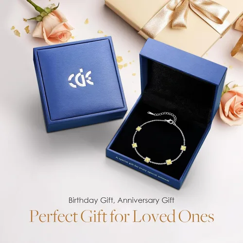 Vista 6 de CDE Pulseras de plata de ley 925 con piedra natal para mujer, delicada pulsera de eslabones ajustables para mujer, aniversario, cumpleaños