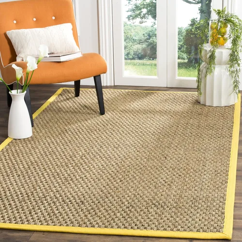 Vista 55 de SAFAVIEH Natural Fiber Collection NF114A - Alfombra de pasillo de hierba marina con patrón de tejido de cesta y borde, de 2 pies 6 pulgadas x 16