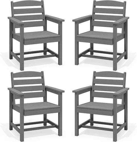 Vista 27 de SERWALL Outdoor HDPE Armless Dining Chairs Set of 2,All-Weather Use,Black Negro