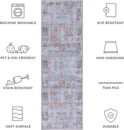 Vista 8 de SAFAVIEH Tucson Collection - Alfombra lavable de 2 pies 6 x 8 pies, color beige y resistente al óxido, antideslizante, ideal para zonas de alto