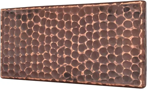 Vista 3 de Premier Copper Products T36DBH_PKG4 - Azulejo de cobre martillado de 3 x 6 pulgadas, cantidad 4, bronce aceitado
