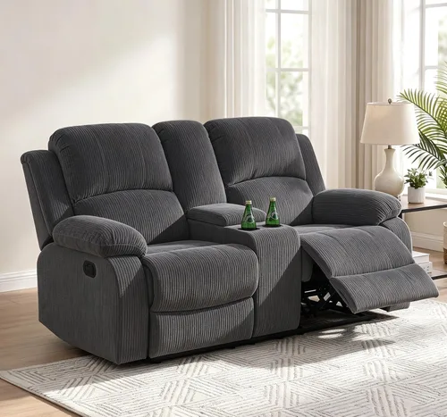 Vista 16 de Juego de sofá reclinable de 2 piezas, sofá reclinable de tela y sofá biplaza para sala de estar, sofá reclinable azul para sala de estar, oficina