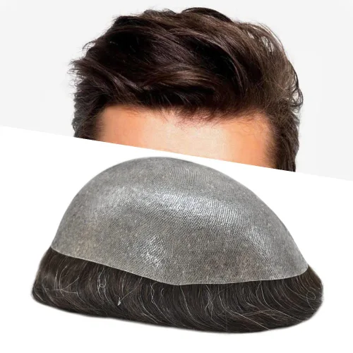 Vista 49 de PU Toupee para hombres pieza de pelo real sistema de reemplazo de cabello humano para hombres Toupee pieza de pelo para hombres piel polivinílica