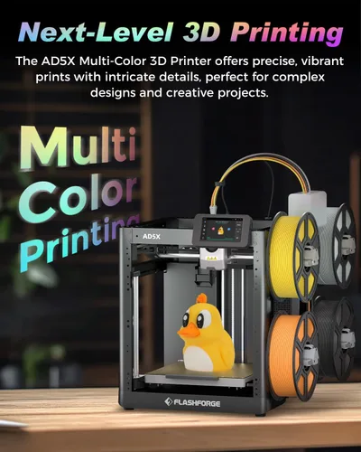 Vista 2 de FLASHFORGE AD5X Impresora 3D multicolor, CoreXY 600mm/s de alta velocidad, nivelación automática con un clic, extrusora de accionamiento directo