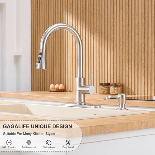 Vista 2 de GAGALIFE Dispensador de jabón para fregadero de cocina con botella grande de 17 onzas, dispensador de jabón para fregadero de cocina, recarga desde