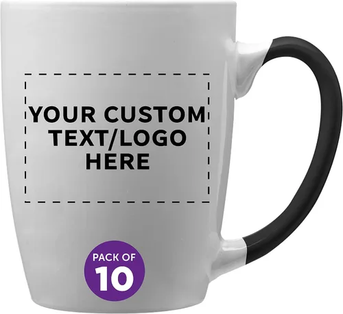 Vista 20 de DISCOUNT PROMOS Tazas de café personalizadas Java de dos tonos, 12 onzas, juego de 10/50/100 unidades personalizadas a granel para café, té