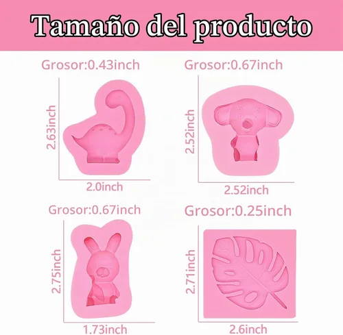Vista 6 de Moldes de fondant de animales, moldes de chocolate de conejo de león, moldes de silicona de dinosaurio de jirafa, elefante, dinosaurio, moldes
