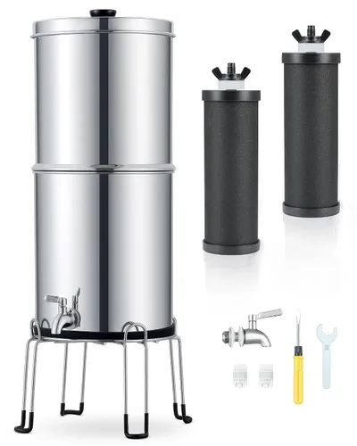 Vista 10 de CO-Z Sistema de filtro de agua alimentado por gravedad, sistema de filtración de agua de encimera de 2.25 galones, purificador de agua por gravedad