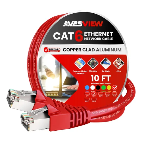 Vista 34 de Cable Ethernet blindado CAT 6 de 5 pies, para interiores de alta velocidad (SFTP) 10 Gbps blindado sin enganches, cable Ethernet de 5 pies para Negro