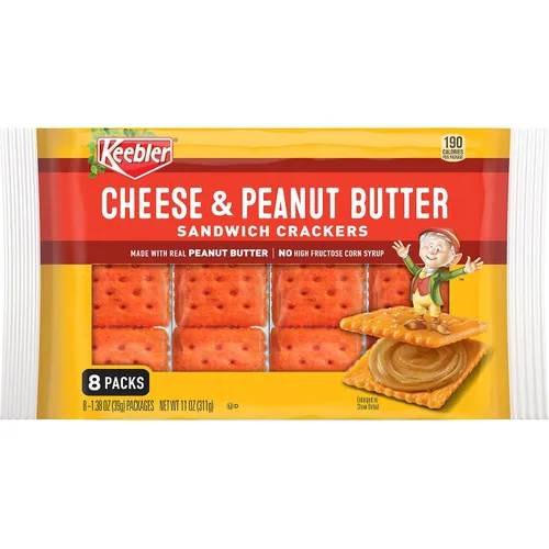 Vista 8 de Keebler Galletas sándwich de queso y mantequilla de maní, una sola porción, paquetes de 1.38 onzas, 8 unidades (paquete de 6)
