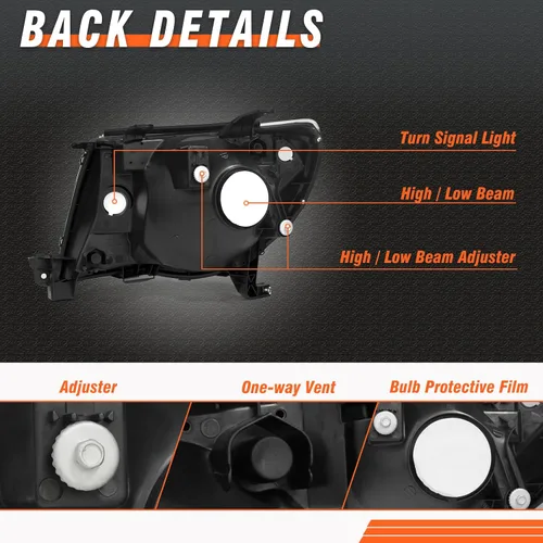 Vista 5 de Para Toyota Tacoma 2005-2011 Conjunto de faros delanteros Tacoma Pickup Truck carcasa cromada reflector ámbar reemplazo lado conductor y pasajero
