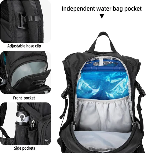 Vista 4 de Mochila de hidratación, mochila de agua ligera para senderismo con vejiga de agua a prueba de fugas de 3 L, paquete de hidratación aislada ideal