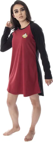 Vista 3 de INTIMO Star Trek Next Generation - Camisón de pijama para mujer con diseño de cuadros raglán Rojo