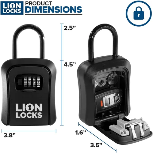 Vista 4 de Lion Locks Caja de seguridad para llaves, paquete de 6 unidades, color negro, solución segura para llaves con cerradura de combinación para hogares