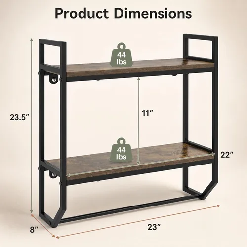 Vista 3 de LOKO 2-Tier Bathroom Towel Rack, Wall Mounted Hanging Shelf (Gray Oak)