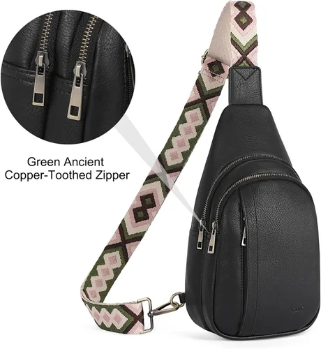 Vista 6 de Bolsos cruzados CLUCI para mujer y hombre, bolso bandolera de cuero, mochila de cuerpo cruzado para mujer, regalos para mujeres, cumpleaños, único