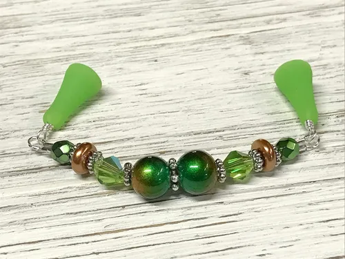 Vista 4 de Green Cooper Beaded Knitting Needle Point Protector Stitch Saver for Knitters