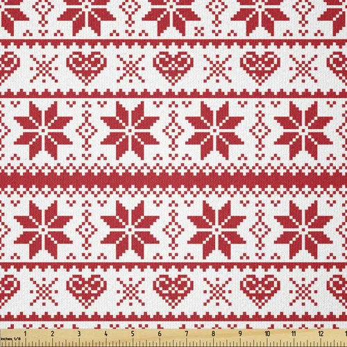 Vista 55 de Ambesonne Tela Navideña por Yarda, Tema Navideño Colorido Vivo Piñas de Pino Ramas Hombre de Jengibre Imagen de Bayas Estampada, Tela de Punto