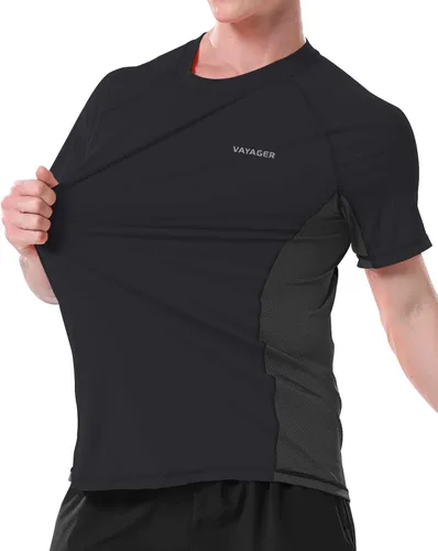 Vista 4 de VAYAGER Camiseta de natación para hombre con protección UPF 50 de manga corta de secado rápido