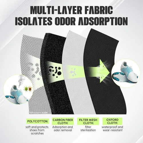 Vista 3 de 1 bolsa de tacos a prueba de olores de 4 capas, se adapta hasta la talla 14, resistente al olor y al barro, impermeable, se adapta a zapatos de Negro