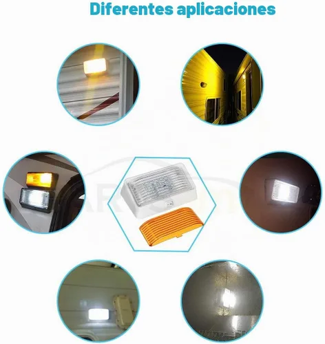 Vista 8 de Partsam Luz LED rectangular para porche RV con interruptor de encendido/apagado, lámpara exterior de casa rodante, repuesto para casas rodantes