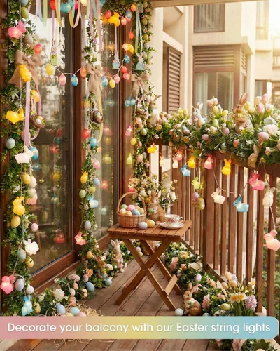 Vista 5 de SUNSGNE Luces de Cadena Lindas de Conejo de Pascua, 2.6m Luces de Hadas de Conejo de Pascua con 10 Luces de Conejo Multicolor para Decoración