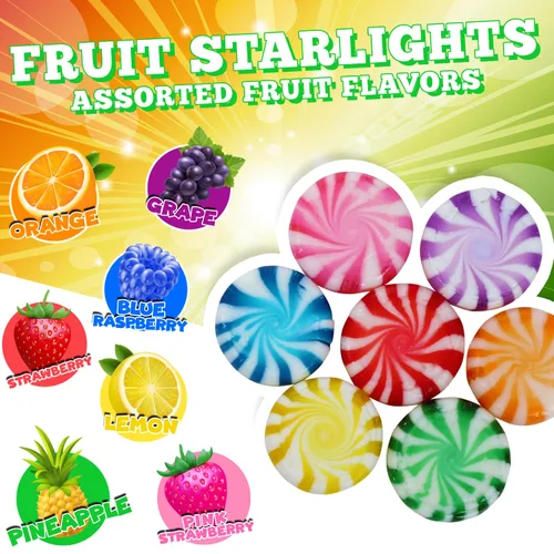 Vista 3 de Surtido de estrellas de frutas – 3 libras – Dulces de frutas molinete – Caramelo duro con sabor a fruta – Envueltos individualmente – Oficina