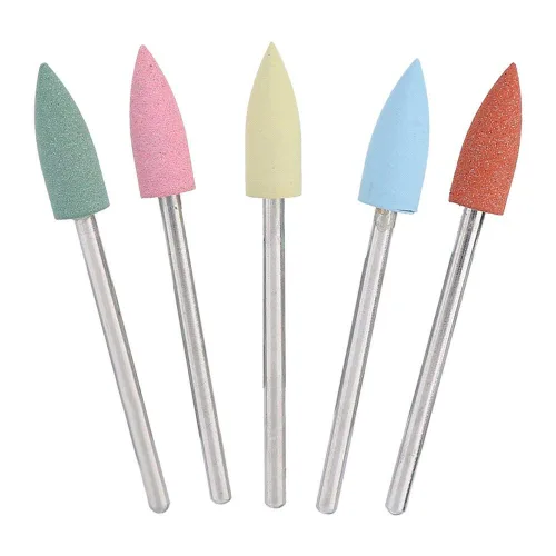 Vista 6 de Juego de 5 brocas de uñas, brocas de silicona para uñas, cabezal de pulido eléctrico de goma de silicona para manicura, pedicura, rebabas de pulido