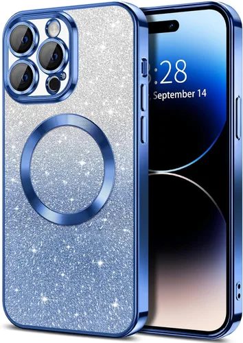 Vista 48 de Hython Funda para iPhone 12 Pro Max Transparente Magnética con Purpurina [Compatible con MagSafe] Protector Completo de Lente de Cámara Delgado