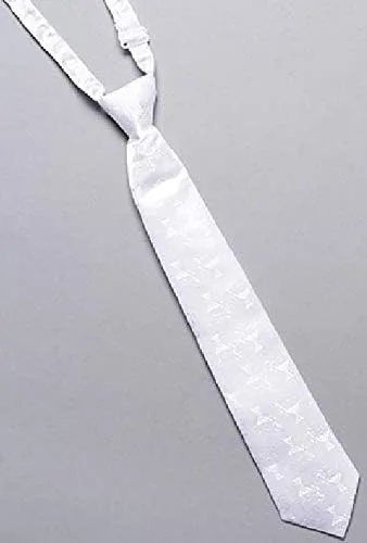 Vista 2 de Corbatas de primera comunión para niños, color blanco, 13 pulgadas, ajustables, Blanco
