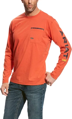 Vista 5 de Ariat Hombres Rebar Workman Logo Manga Larga Cuello Redondo Aguacate/Haya