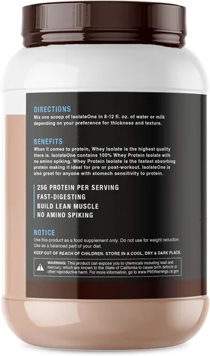Vista 2 de NutraOne Proteína aislada de suero en polvo IsolateOne - Polvo aislado de suero 100% puro (chocolate Gourmet, 2 libras)