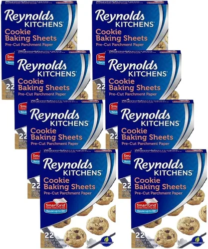 Vista 11 de Reynolds Kitchens Hojas para hornear galletas, papel pergamino precortado (22 hojas, paquete de 2)