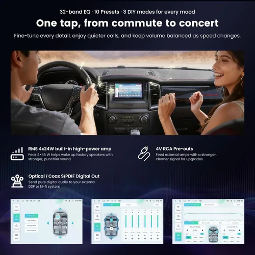 Vista 10 de S8 Gen4 Estéreo de coche Android doble DIN de 7 pulgadas con CarPlay inalámbrico y Android Auto, pantalla táctil QLED unidad principal de 8 núcleos