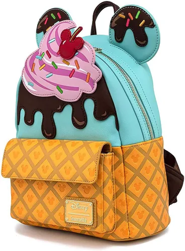 Vista 4 de Loungefly Disney Mickey y Minnie Mouse Sweets Ice Cream - Bolso de hombro con doble correa para mujer