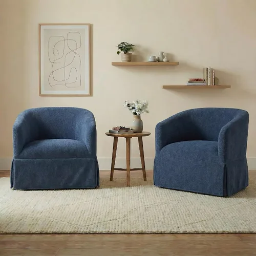 Vista 9 de KISLOT Silla giratoria moderna, silla de barril, azul marino