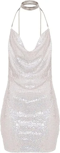 Vista 6 de Christmas Party Dress Fashionable Ladies Sequined Necklace Sexy Dress New Years Dress
