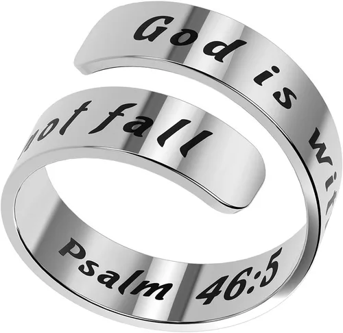 Vista 8 de HOFOYA Anillos inspiradores ajustables de acero inoxidable, anillos de grabado, joyería motivacional, graduación, San Valentín, regalos
