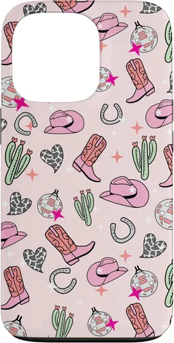 Vista 10 de Cowboy Hat & Boot & Disco Ball Pattern Pink Cowgirl Case for iPhone 17
