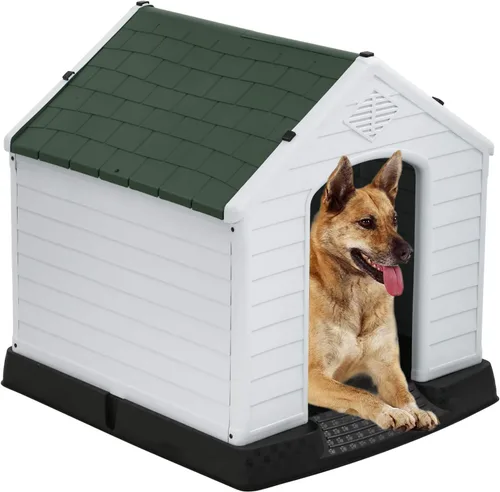 Vista 8 de FDW Casa para Perros Interior Exterior Durable Ventilada Impermeable para Mascotas de Plástico para Perros Pequeños Medianos y Grandes Refugio