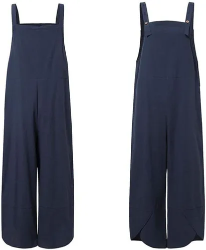 Vista 4 de Xunger Overol vintage con peto para mujer, holgado, ajustable, con lazo frontal, de algodón, con bolsillos