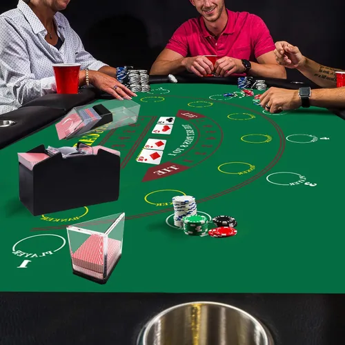 Vista 5 de GSE Games & Sports Expert 36" x 72" Casino Layout Felt, Professional Casino Tabletop Mat for Parties, Casino Poker Game Night