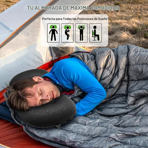 Vista 7 de Almohada inflable para acampar, almohada de aire inflable de viaje, soporte lumbar para el cuello, almohada compacta ultraligera para senderismo al