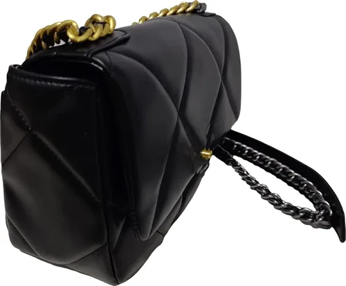 Vista 3 de Bolsos acolchados de lujo para mujer, de cuero, para el hombro, bolso cruzado y monederos, con cadena femenina, bolso de mano (cartera blanca)