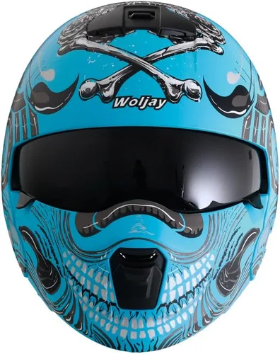 Vista 3 de Casco de cara abierta de cara completa, cascos modulares de motocicleta con luz LED para adultos, unisex, para adultos, scooter, bicicleta de calle