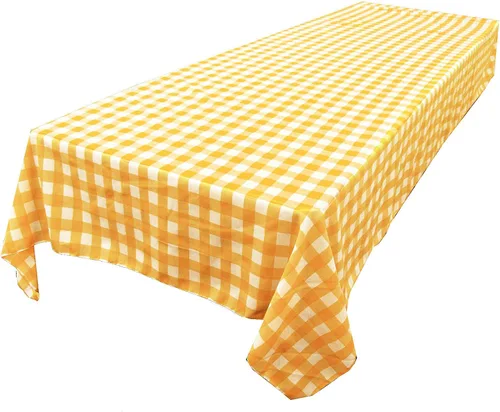 Vista 23 de LA Linen Mantel rectangular de poliéster Gingham a cuadros 60 por 84 pulgadas, blanco y verde oscuro