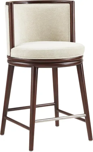 Vista 9 de Manhattan Comfort Taburete tapizado de madera moderno Evalyn Crema