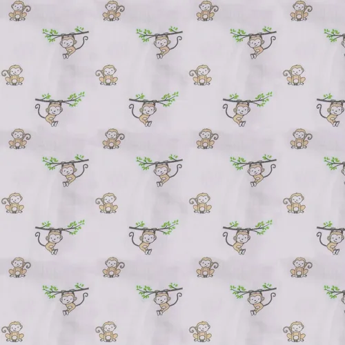 Vista 5 de Bacati - Saco de dormir de muselina Happy Monkeys (mantas portátiles) (recién nacido, beige/gris)