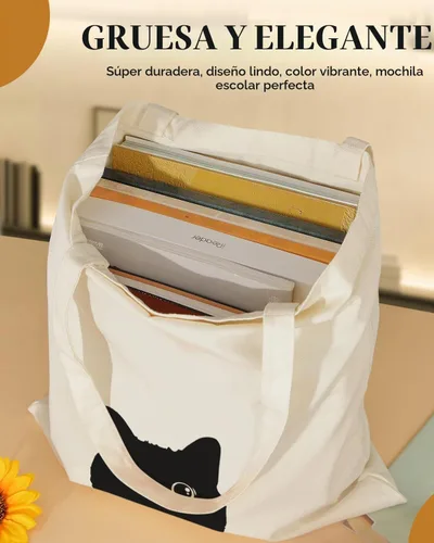 Vista 6 de AUSVKAI Bolsa de lona estética para mujer, lindas bolsas de algodón reutilizables de tela para ir de compras, playa, regalos de moda Gato