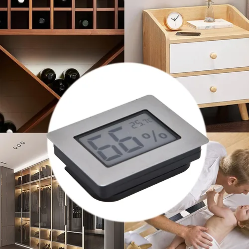 Vista 8 de Termómetro higrómetro Guitarra Caso Gabinete de vino Humidor Medidor Integrado Termo Higrómetro con Electrónico